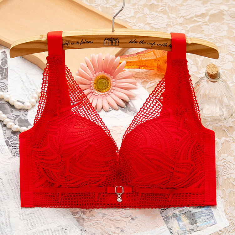 小胸聚拢无钢圈胸罩结婚新娘性感 法蝶柔文胸
