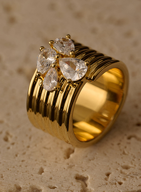 欧美设计多层缠绕锆石戒指