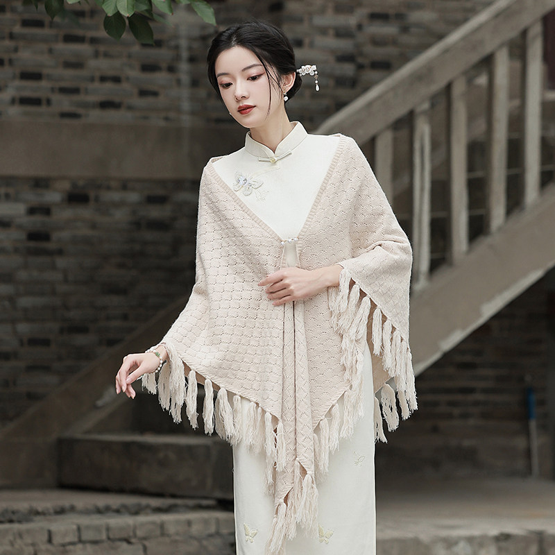 旗袍披肩秋冬2023外套婚纱敬酒服 颜赋绣围巾/丝巾/披肩