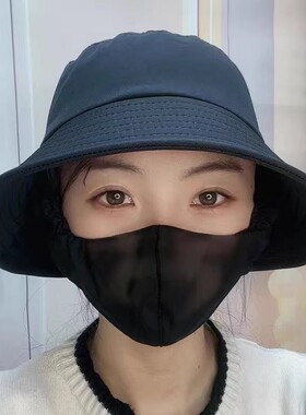 2025春夏新款防晒口罩一体帽女防紫外线防风帽采茶骑车太阳帽透气