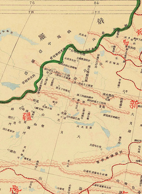 清朝地域复古油画布线路图微喷画