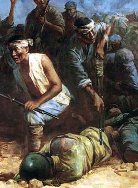 血战湘江-长征油画革命历史画壁画实木带框挂画 油画布微喷画芯