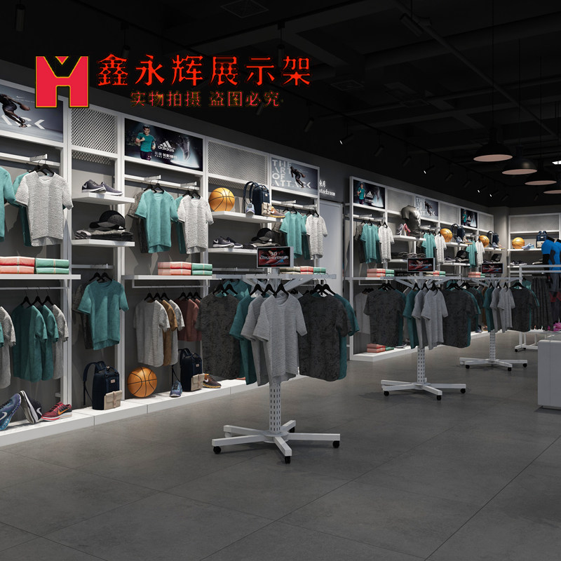 运动鞋架靠墙高架品牌折扣店展柜NK鞋店鞋架服装店货架阿迪展示架