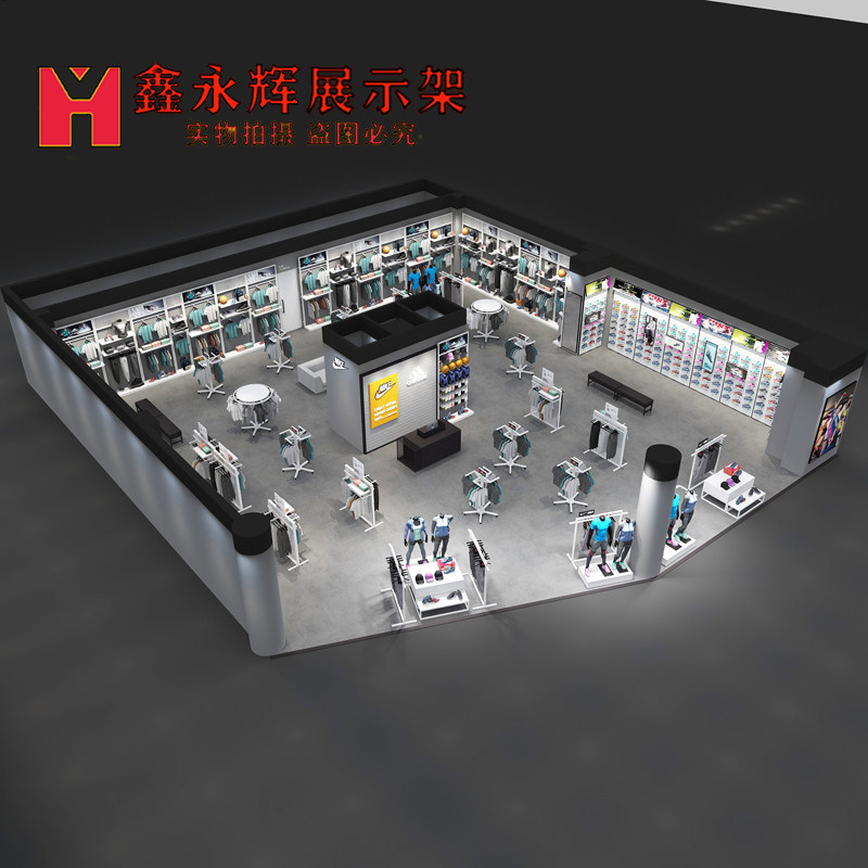 运动鞋架靠墙高架品牌折扣店展柜NK鞋店鞋架服装店货架阿迪展示架