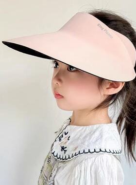 儿童帽子夏季男童大帽檐防晒帽女童防紫外线遮阳帽男孩空顶太阳帽