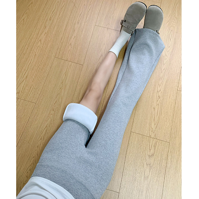 微喇裤女秋冬2025新款羊羔绒运动裤喇叭低腰显瘦加绒休闲美式卫裤,淘宝优惠券,粉丝福利购,淘宝优惠卷