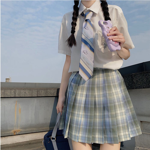 维德Ved【鲸巡】原创设计刺绣JKDK衬衫制服情侣银色基础款短袖 - 图2