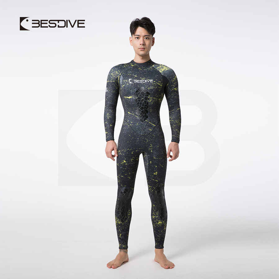 Bestdive连体迷彩深潜潜水3MM5MM自由潜水服渔猎保暖超弹湿衣男士-图2