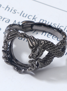 雅缤情侣黄铜古风空托戒指