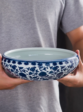 青花笔洗大口径可作多功能陶瓷器