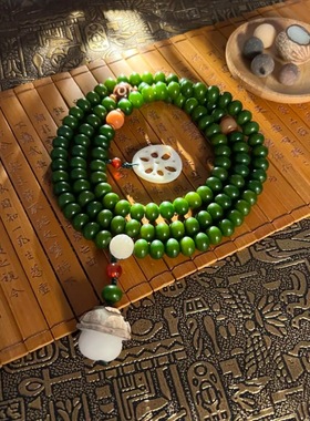 黄玉菩提根108颗手串算盘珠