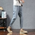 Quần jeans nam 9 điểm mùa hè phiên bản mỏng của Hàn Quốc xu hướng tự tu luyện quần nam chân hoang dã giản dị quần chín điểm nam - Quần jean