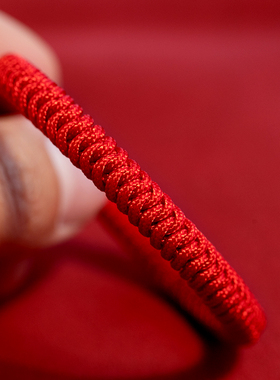 本命年红绳手链女金刚结红色手绳男古法手工编织绳子素圈新年配饰