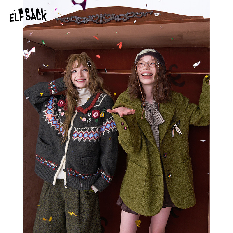 妖精的口袋复古休闲毛呢短外套女2025年冬季新款高级感百搭西装,淘宝优惠券,粉丝福利购,淘宝优惠卷