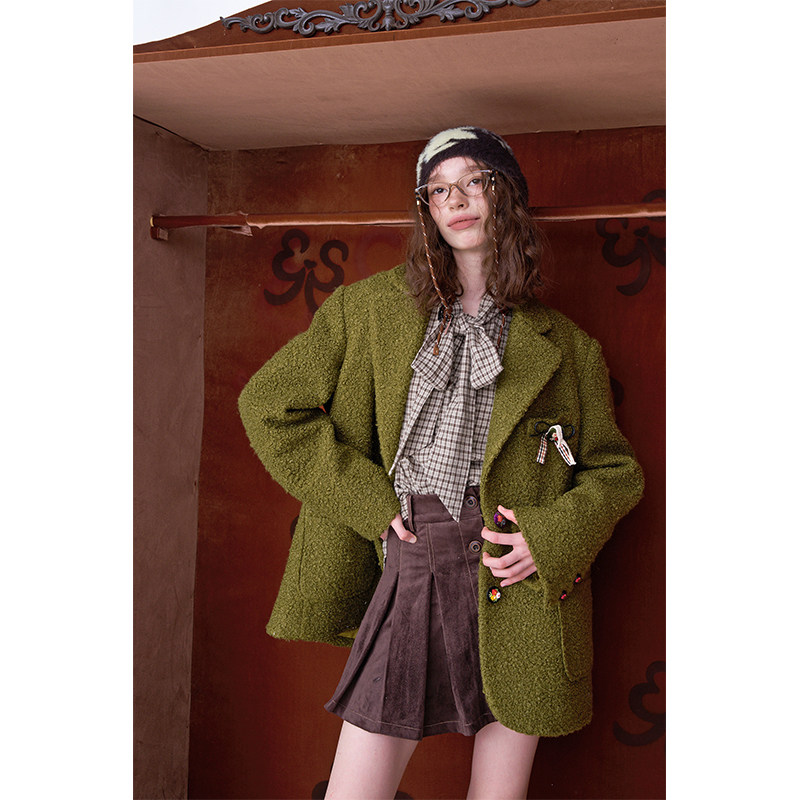 妖精的口袋复古休闲毛呢短外套女2025年冬季新款高级感百搭西装,淘宝优惠券,粉丝福利购,淘宝优惠卷