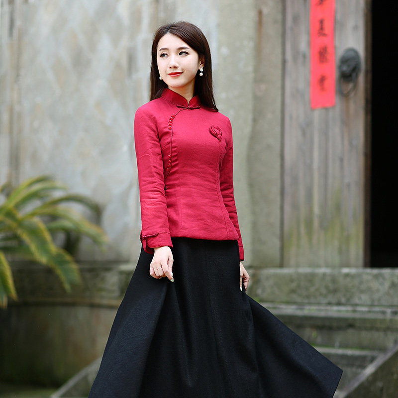 筠雅唐装女年轻中国风旗袍式棉服 筠雅上衣
