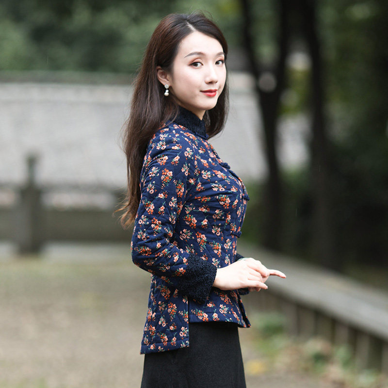 筠雅冬季加棉旗袍上衣保暖棉麻小袄 筠雅上衣