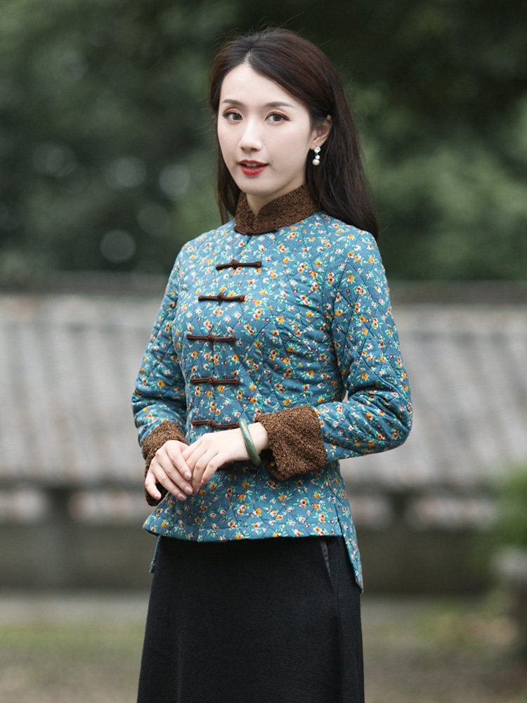 筠雅唐装中国风冬中式盘扣修身棉服 筠雅上衣