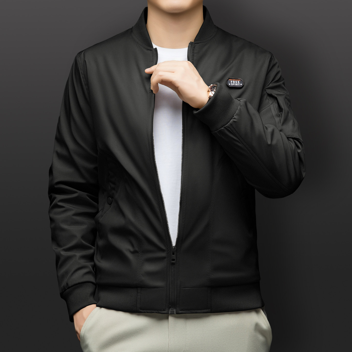 （含桑蚕丝）夹克男加棉加厚棒球领美式休闲加大码棒球服冬款外套,淘宝优惠券,粉丝福利购,淘宝优惠卷