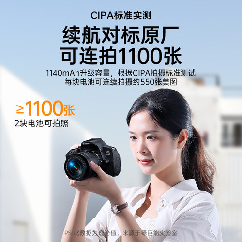 绿巨能LP-E8相机电池适用佳能eos 600d 700d 550D 650D lpe8电池X7i X6 X6i X5 X4 T2i T3i充电器数码配件 - 图1