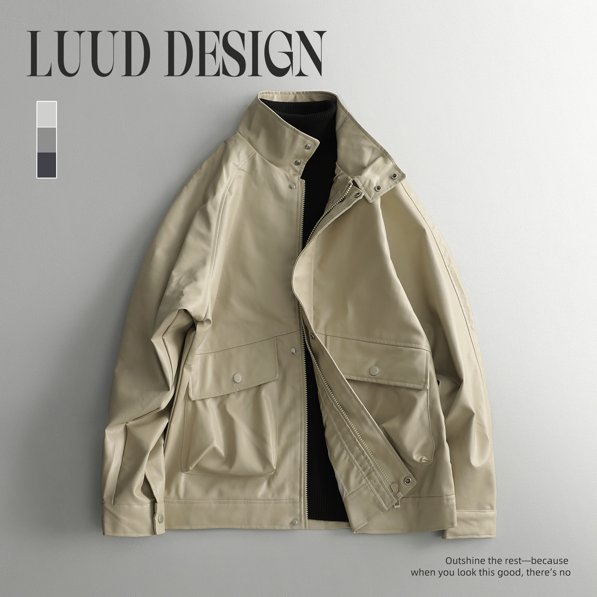 LUUD 潮牌底特律短款复古PU皮夹克外套痞帅立领机车服休闲男皮衣,淘宝优惠券,粉丝福利购,淘宝优惠卷