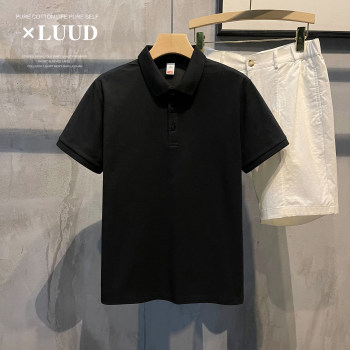 LUUD temperament ສີແຂງ slim-fit ເສື້ອ POLO ແຂນສັ້ນສໍາລັບຜູ້ຊາຍ retro 2024 summer ສັ້ນ lapel ເສື້ອທີເຊີດ top trend