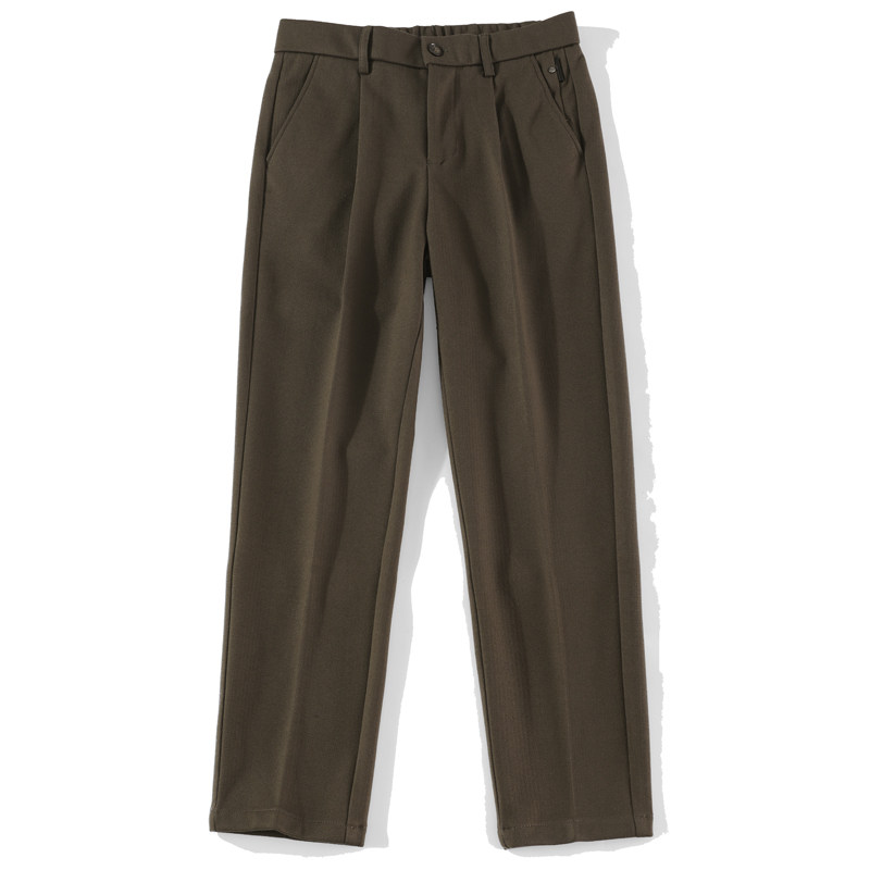 LUUD 时尚通勤半松紧腰毛呢休闲长裤男冬亲肤内里磨毛小直筒西裤,淘宝优惠券,粉丝福利购,淘宝优惠卷