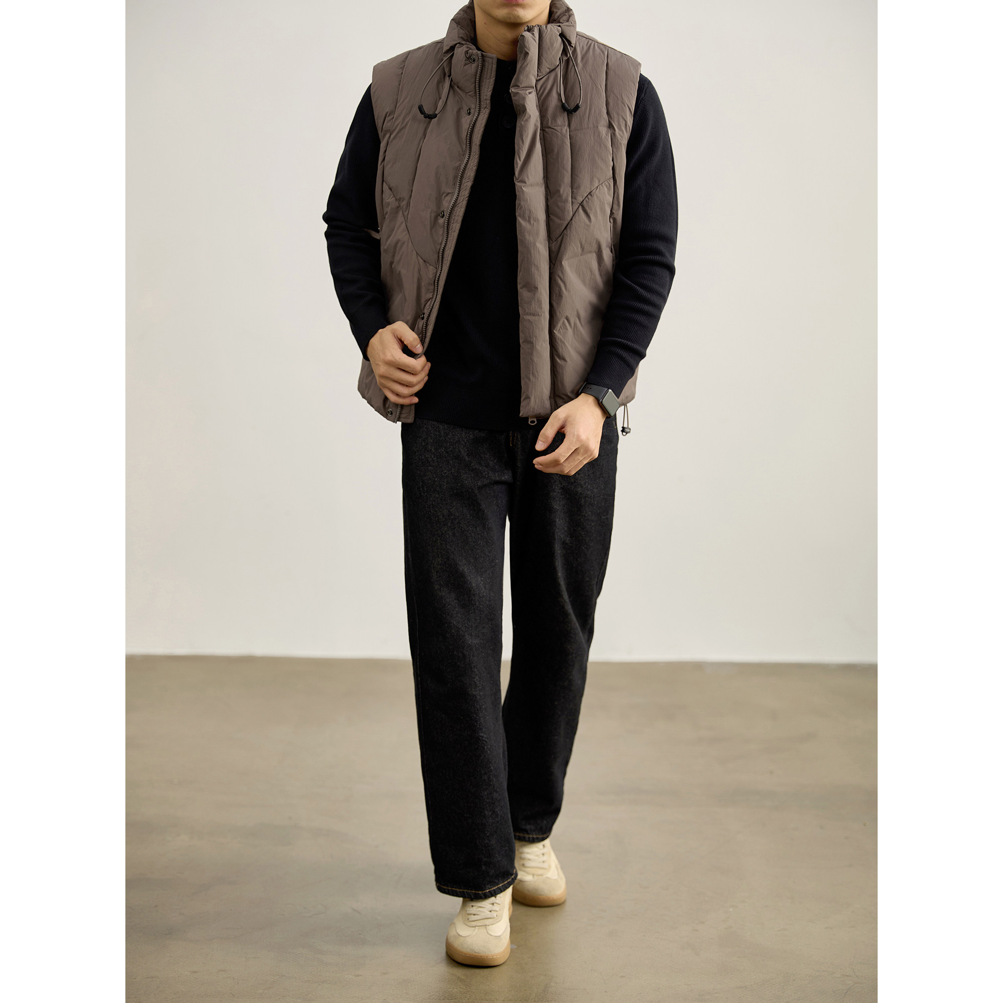 特价 户外机能风抽绳领口工装羽绒马甲男冬防风保暖鸭绒无袖外套,淘宝优惠券,粉丝福利购,淘宝优惠卷