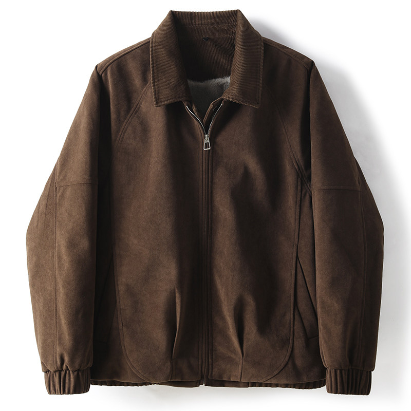 LUUD 假两件灯芯绒拼接麂皮绒翻领夹克男秋冬内里加绒双门襟外套,淘宝优惠券,粉丝福利购,淘宝优惠卷
