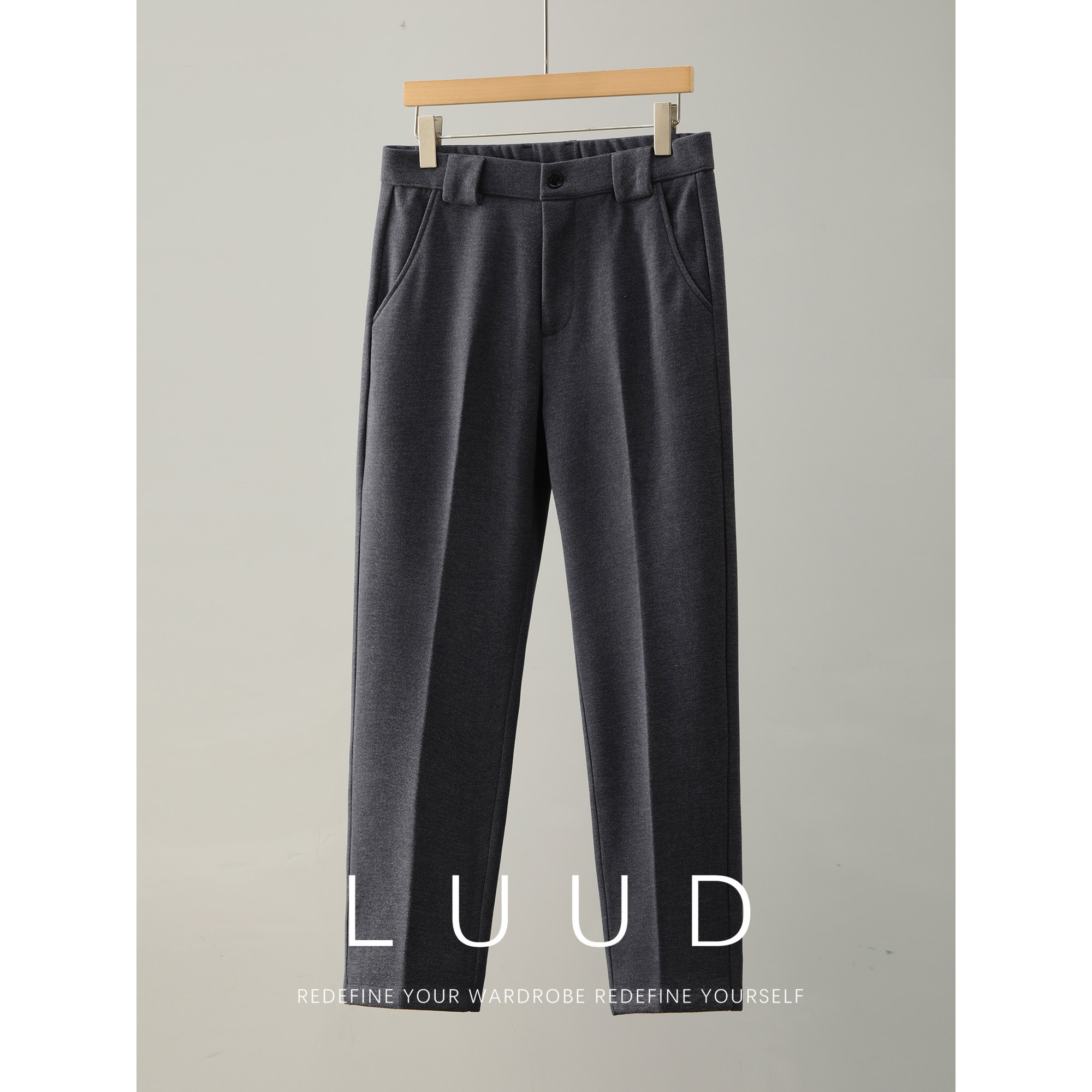 LUUD 男冬季内里磨毛保暖毛呢休闲长裤美式老钱立体裁剪直筒西裤,淘宝优惠券,粉丝福利购,淘宝优惠卷