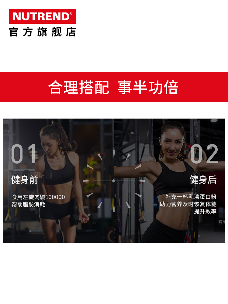 诺特兰德旗舰店Nutrend诺特兰德增健肌塑形套装 乳清蛋白质粉左旋肉碱100000液态3