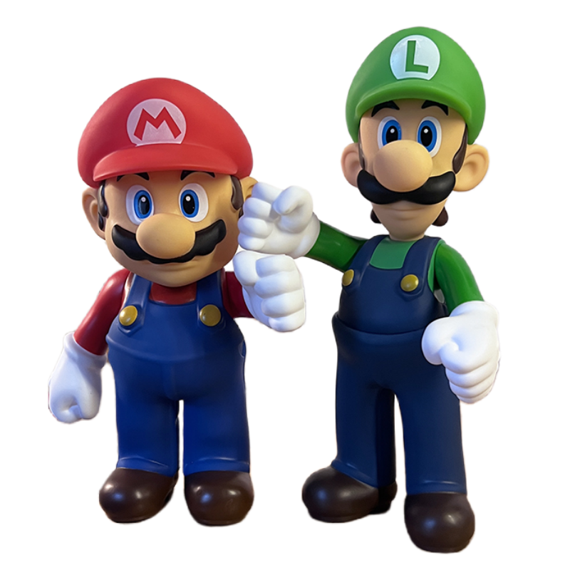 超级玛丽Super Mario马里奥手办路易吉兄弟模型摆件大号搪胶公仔