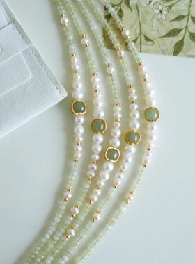 和田玉天然石珍珠项链配饰女夏季高级感锁骨链不掉色轻奢颈链饰品
