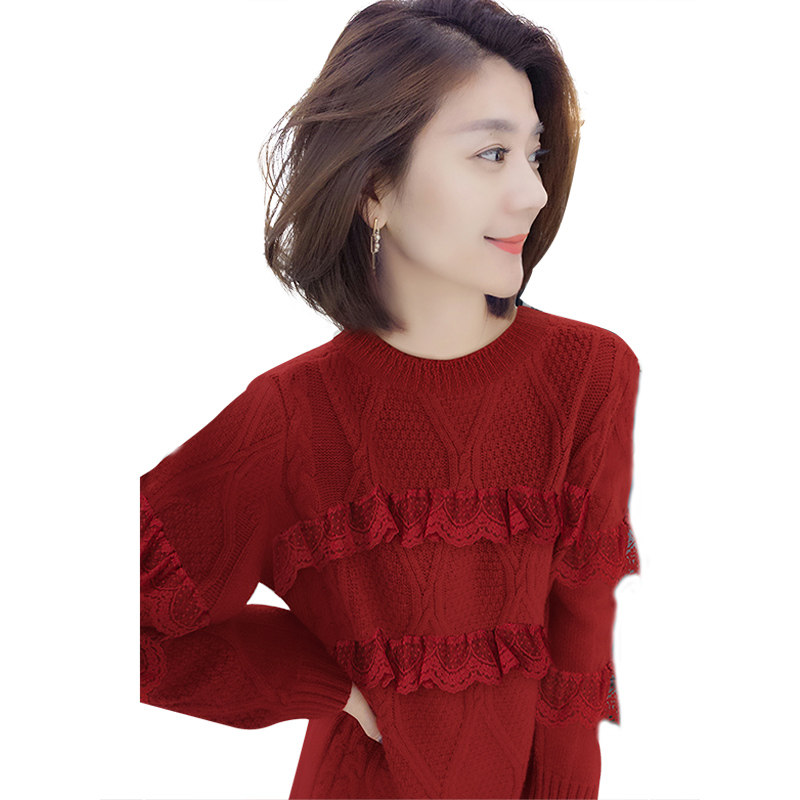 设计感小众毛衣裙荷叶边拼接长袖 bobowaltz连衣裙