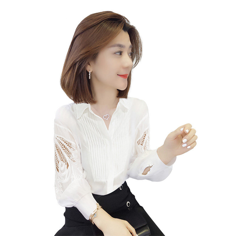 港风白色镂空收腰休闲女装2022衬衫 bobowaltz衬衫