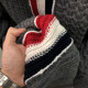 The new TB retro twisted sweater and men's round collar sweater male couple warmer warm red and white blue knit sweater