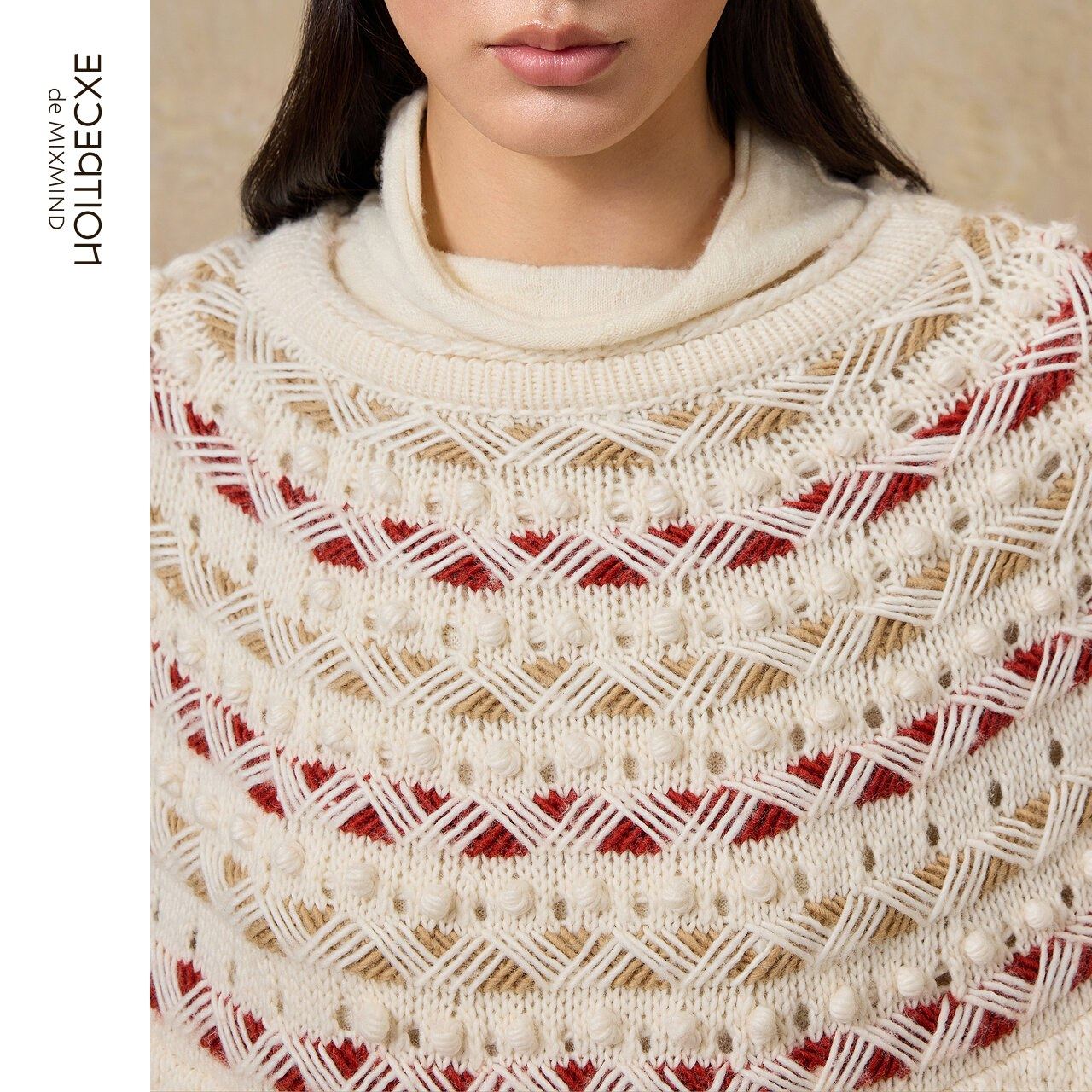 EXCEPTION例外女装羊毛针织衫上衣女秋冬内搭叠穿茧型针织套头衫 - 图2