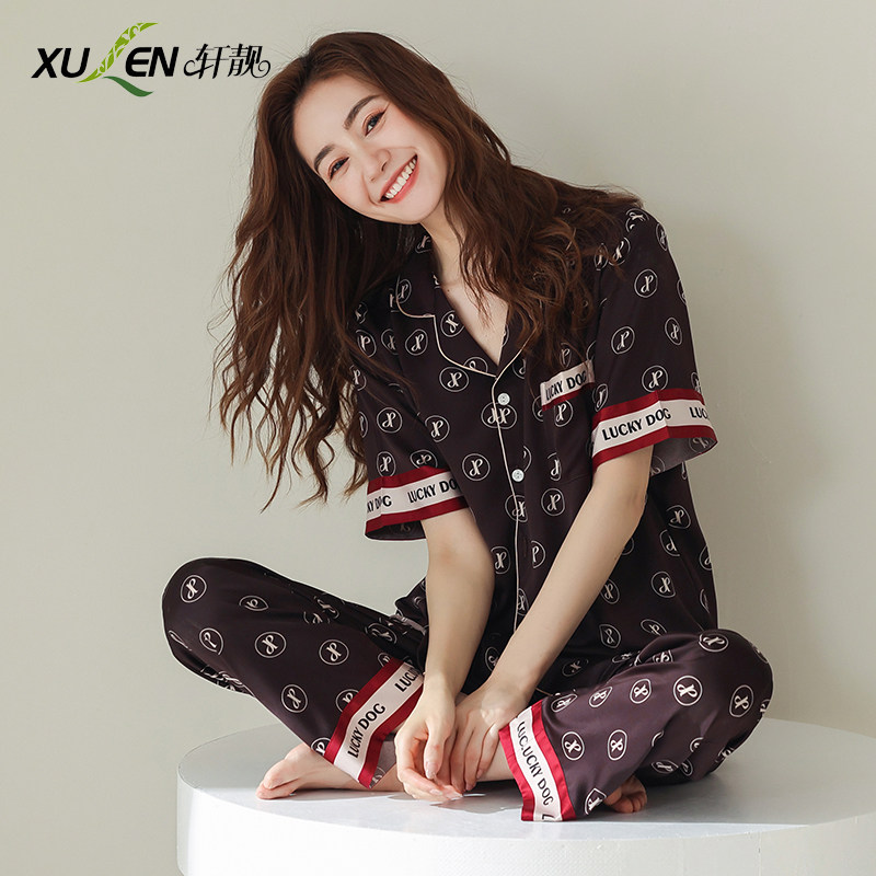 夏天冰丝短袖长裤2022年夏新款睡衣 轩靓睡衣/家居服套装