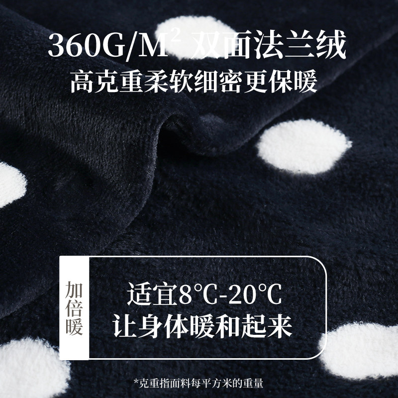 轩靓【抗静电】法兰绒睡袍女秋冬加绒加厚波点睡衣大码浴袍家居服,淘宝优惠券,粉丝福利购,淘宝优惠卷