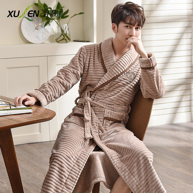 韩版冬珊瑚绒睡袍加厚加长款睡衣 轩靓睡袍/浴袍