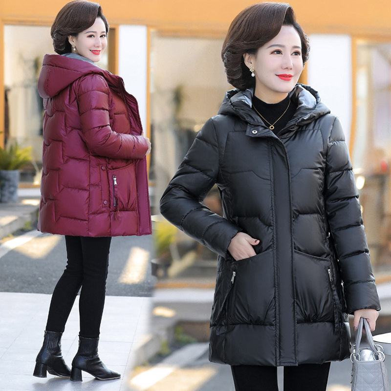 妈妈冬装外套羽绒棉服中长款 江诗琪中老年女装