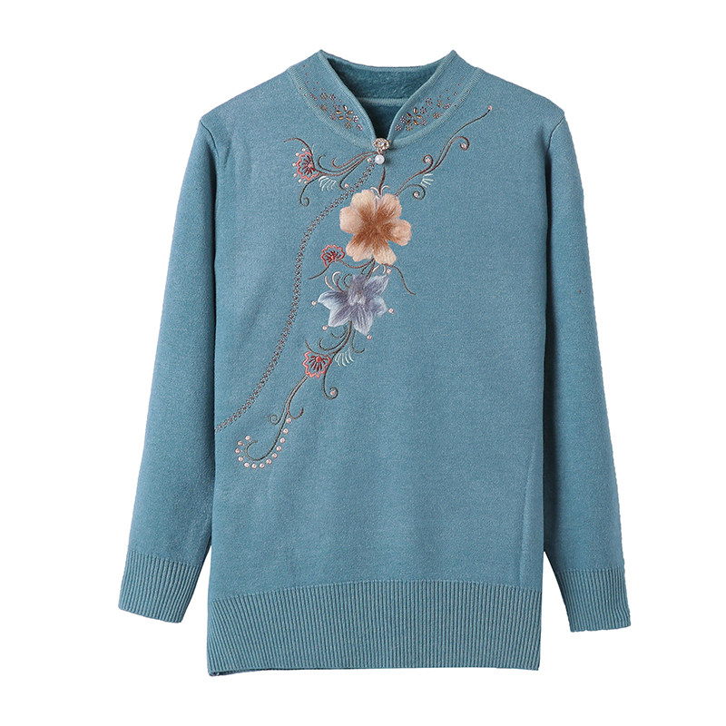 新款中老年秋冬装加绒加厚妈妈毛衣 江诗琪中老年女装