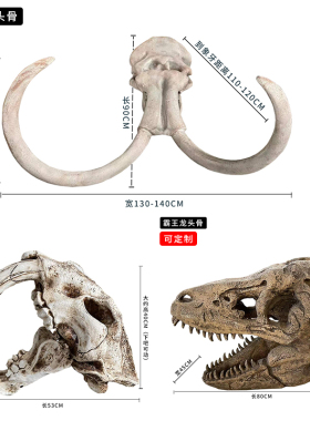 猛犸象剑齿虎霸王龙头骨动物标本