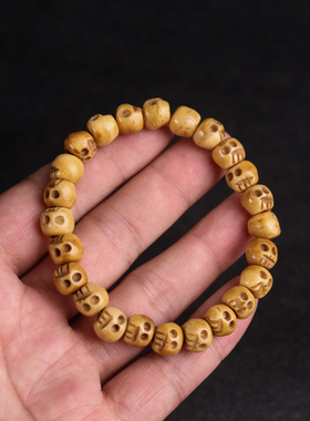 藏式牦牛骨骷髅头民族风手串手链