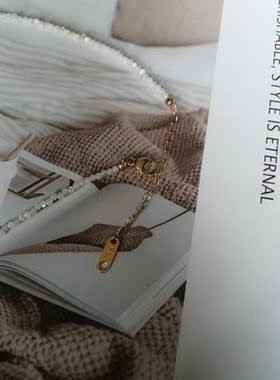 天然淡水珍珠极细项链蝶贝气质锁骨链钛钢18K金保色