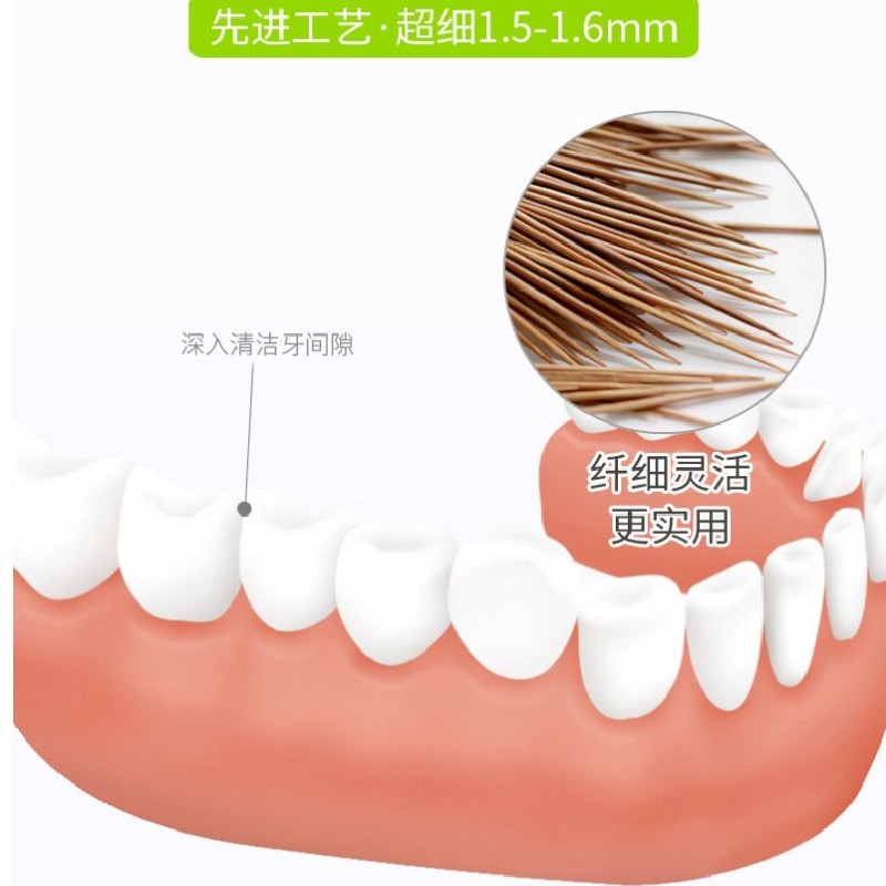 2瓶特尖极细碳化竹牙签双尖头剔牙工具家用竹制细吃水果高档牙签-图2