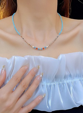 文艺小清新串珠原创设计锁骨链夏