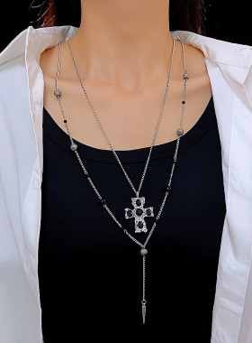 欧美风十字架吊坠项链女冷淡风个