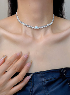 直播爆款轻奢珍珠项链锁骨链小众