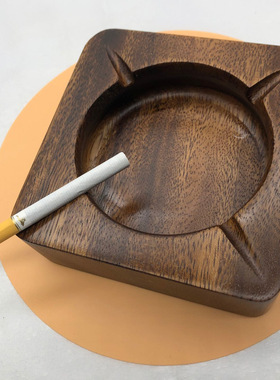 烟灰缸胡桃木烟缸创意个性摆件宾馆酒店制防家居摔家用客厅复古